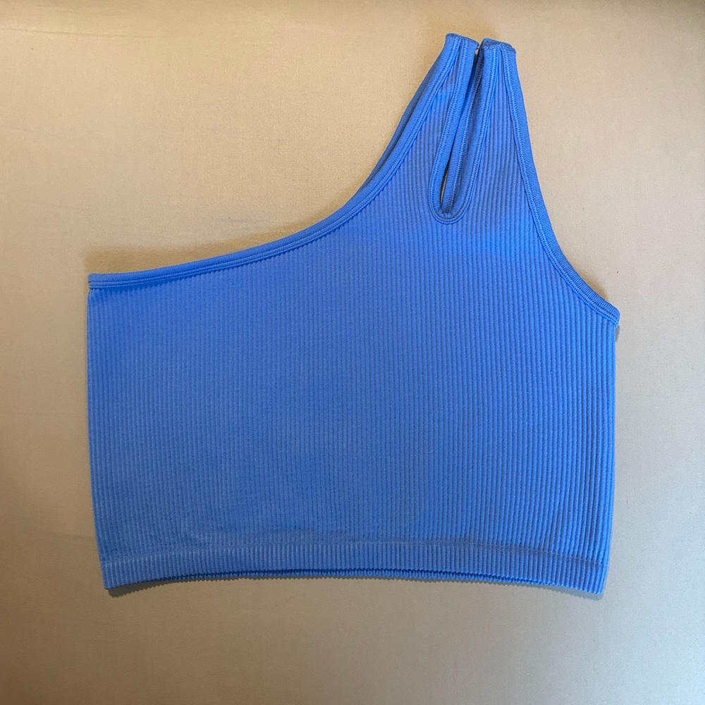 AERIE Blue Double Strap Single Shoulder Crop top